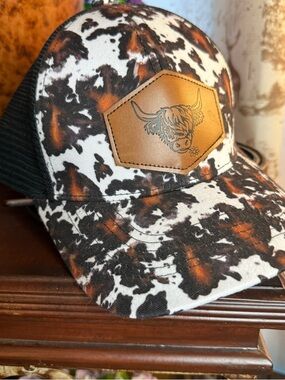 Highland Cow Ponytail Trucker Cap